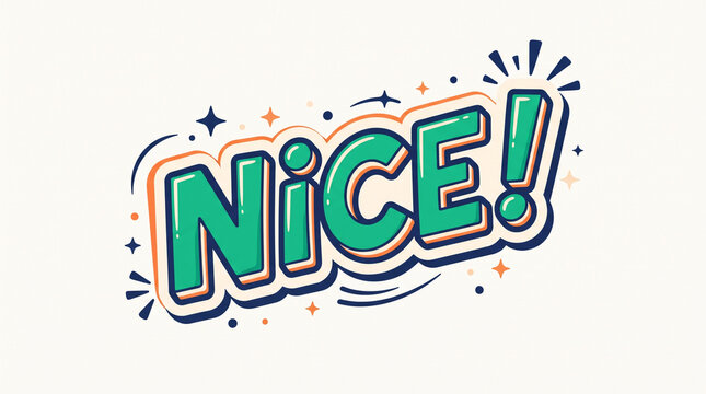 NICE Retro Sticker Lettering with Playful Cartoon Typography and Vintage Pop Art