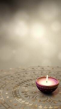 Vertical Diwali festival background with ornate Indian mandala, golden decorative elements, vibrant purple and gold luxury backdrop, festive celebration design with copy space for invitations