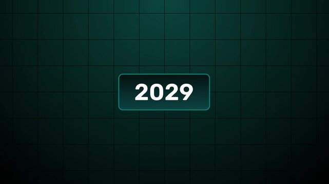 Analog counter counting up from 2010 to 2029 background. Time-lapse speed. Happy new year eve number counter. Motion graphics of year change concept
