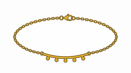 Fototapeta premium Elegant Gold Chain Bracelet with Circular Charms and Curved Bar Jewelry Illustration for Fashion Design and Accessories