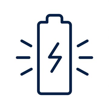 Animated Battery Charging Icon with Lightning Bolt Line Art