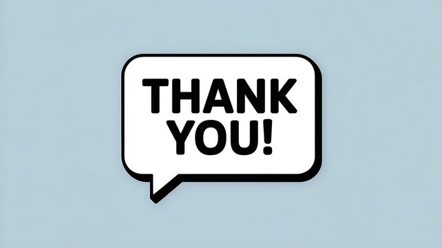 Thank you message speech bubble icon with black text