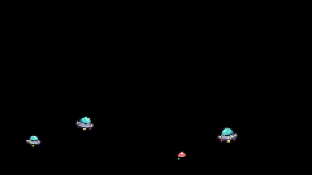 pixel art, ufo, flying saucer, 8 bit, retro, alien, spaceship, spacecraft, sci fi, space, extraterrestrial, cosmos, cosmic, futuristic, beam, light, technology, invasion, arcade, gaming, sprite, 16 bi