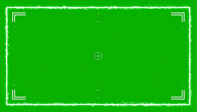 Green Screen Chroma Key Background with White Electric Fire Border and Camera Registration Marks for Video Editing and Compositing