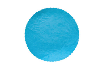 Fototapeta premium Blue round scalloped paper disc with soft fibrous texture