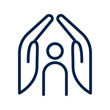 Protective Hands Covering Human Figure Line Icon Animation