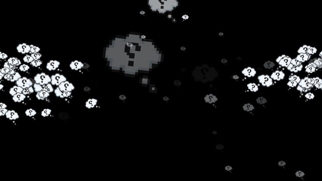pixel art, cloud, question mark, 8 bit, retro, mystery, secret, quiz, help, hint, surprise, clue, weather, white cloud, thought bubble, confusion, search, solution, quest, game asset, 16 bit, arcade, 