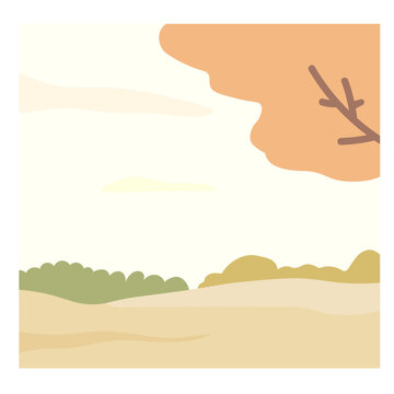 Minimal Autumn Landscape Background Illustration