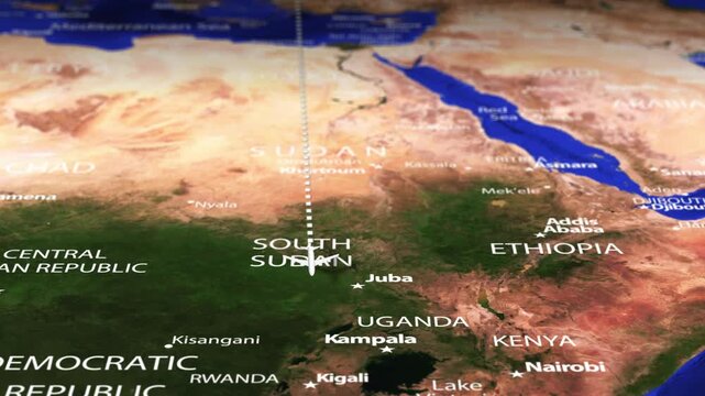 Flight From Minsk BELARUS to Harare ZIMBABWE with flag pins