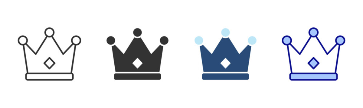 Crown Icon Set. Designed In Multi Style