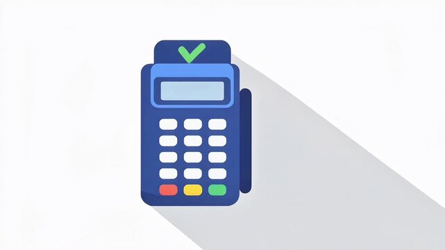 Contactless Payment Flat Illustration of Credit Card and POS Terminal with Successful Checkmark