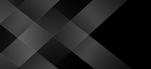 3D techno abstract background overlap layer on dark space with glowing white lines shape decoration. Modern graphic design element future style concept for banner, flyer, card, or brochure cover © rohim