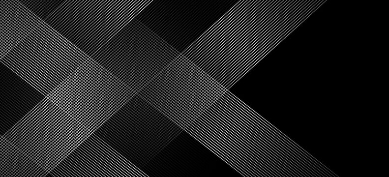 3D techno abstract background overlap layer on dark space with glowing white lines shape decoration. Modern graphic design element future style concept for banner, flyer, card, or brochure cover