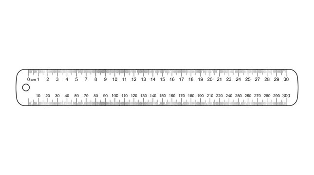 30cm Ruler With Centimeter and Millimeter Markings - Isolated on White Background