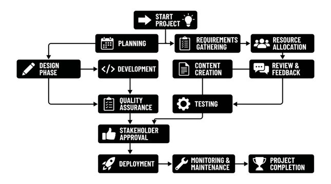 Software development lifecycle process diagram flowchart.