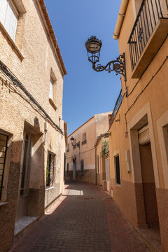 A picturesque street in the historic centre of Aledo, Region of Murcia, Spain