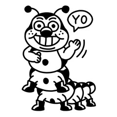 Fototapeta premium Rebellious bug saying yo with dark vector style