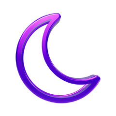 3d glossy purple crescent moon isolated on a plain black background, for web use © REZAUL