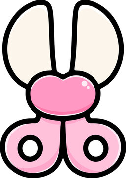 Sweet Pink Handle Scissors Cartoon Illustration