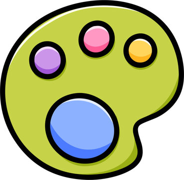 Colorful Artist Palette with Bright Paint Dots