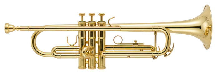 Gold Brass Trumpet Isolated on White Background © Zimba