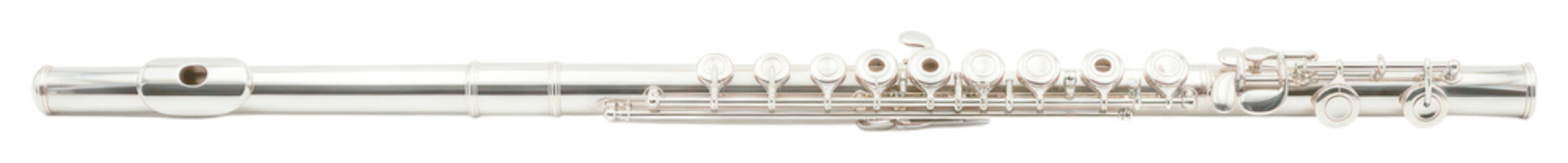 Silver Concert Flute Isolated on White Background © Zimba
