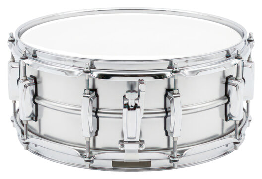 Chrome Snare Drum Isolated on White Background
