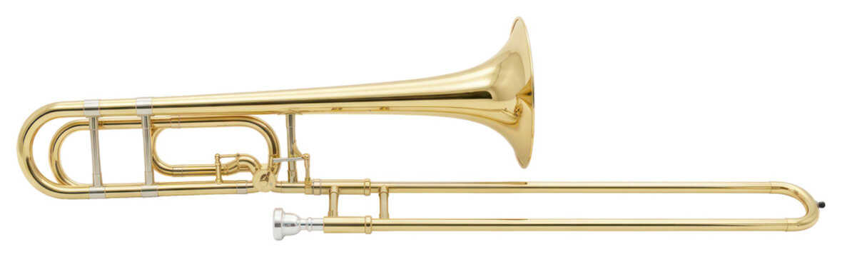 Professional Gold Tenor Trombone Isolated on White