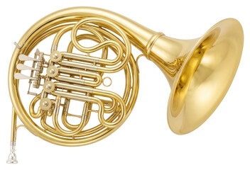 Polished Brass French Horn Isolated on White Background © Zimba