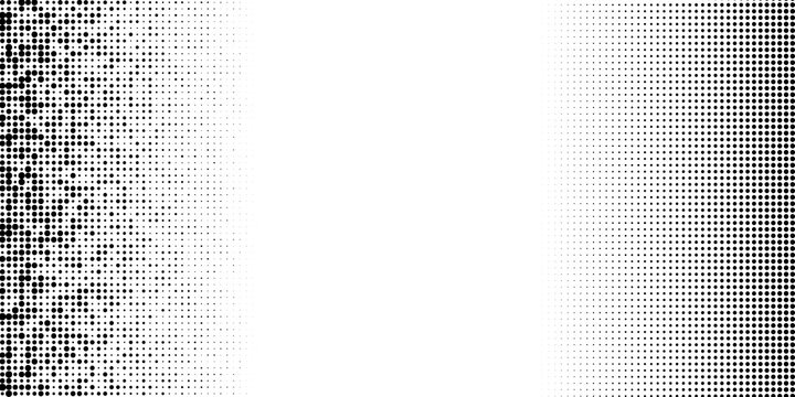 Dotted gradient vector illustration, white and black halftone background, horizontal seamless dotted lines, monochrome dots texture backdrop, retro effect. modern