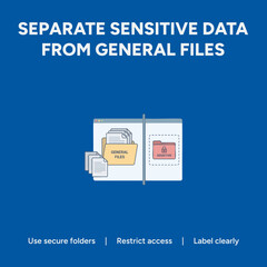Data security vector illustration for separating sensitive files. Cybersecurity concept showing secure folders and general document management. Information privacy and protection. © Design