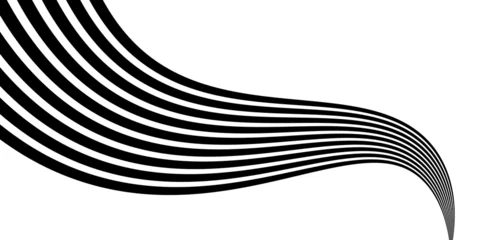 Fototapete 3D Black on white abstract perspective line wave stripes with 3d dimensional effect  © bachtiar