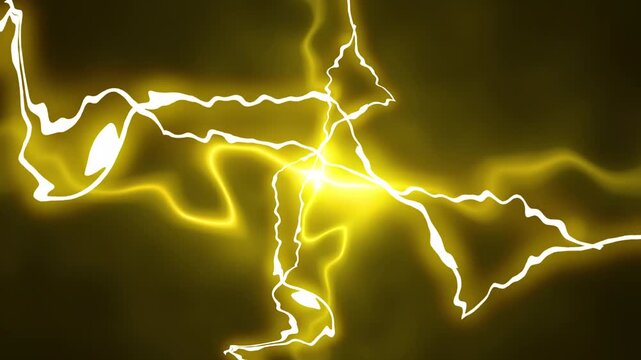 Powerful electric lightning flash with thunder energy burst, blue plasma arcs, glowing storm bolts, cartoon sparks and dynamic shockwave vfx animation for black screen overlay, 4k