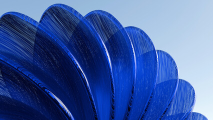 Fototapeta premium 3D abstract blue wavy geometric structure. Ideal for modern tech background, digital art cover, banner, graphic design, and UI wallpapers. High quality 3D render