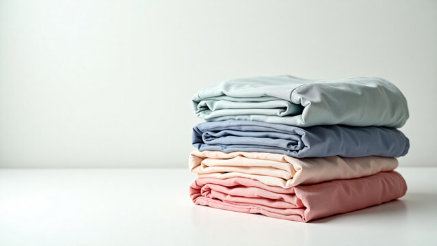 Folded Pastel Pants Stack for Marketing Text