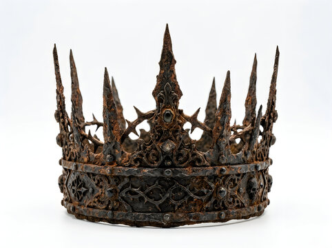 Dark spiked iron crown with intricate details and sharp points