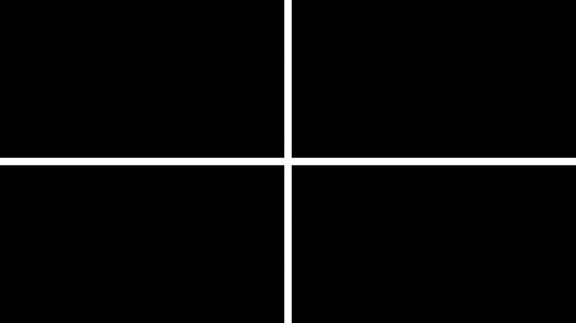 Four Window Frame Grid Transition Elements | Split Screen 2D Motion Graphics Animation on Green Screen ant 4k video 