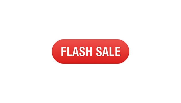 A red pill-shaped button with white text reading flash sale is centered on a white.