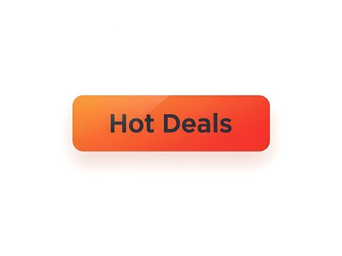 A rectangular orange button with the text Hot Deals sits against a clean white background.