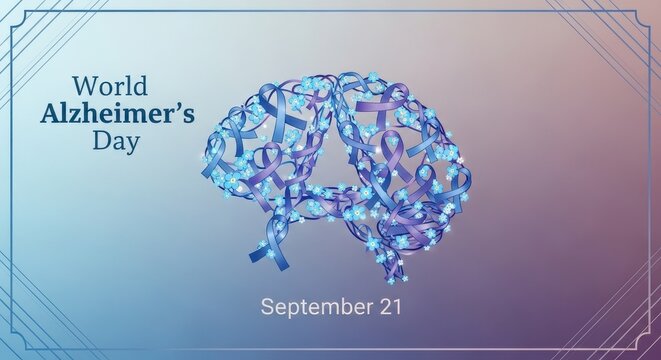 World Alzheimer's Day brain illustration with date