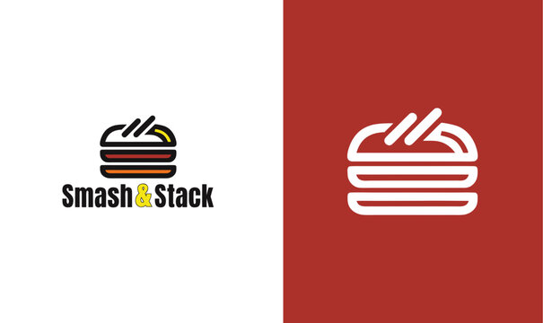 Burger restaurant logo design with retro typography for fast food brand