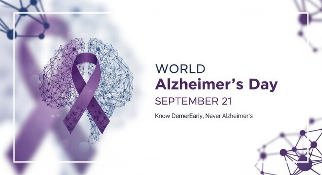 World Alzheimer's Day ribbon design with date text