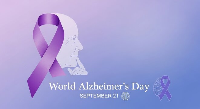 World Alzheimer's Day purple ribbon awareness illustration