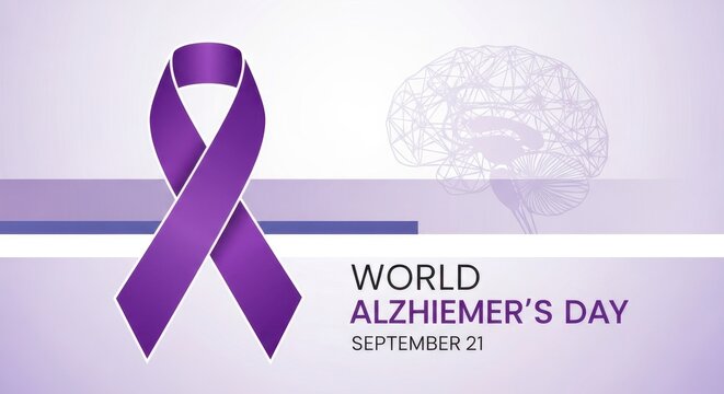 Purple Alzheimer ribbon for World Alzheimer's Day September 21