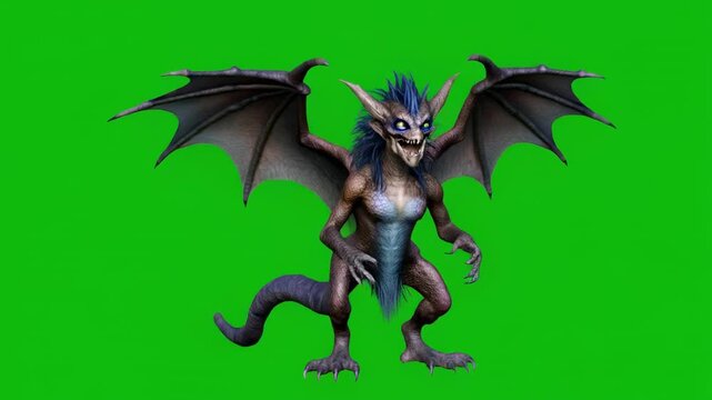 Winged Creature Animated with Green Screen Background for Cinematic Visuals