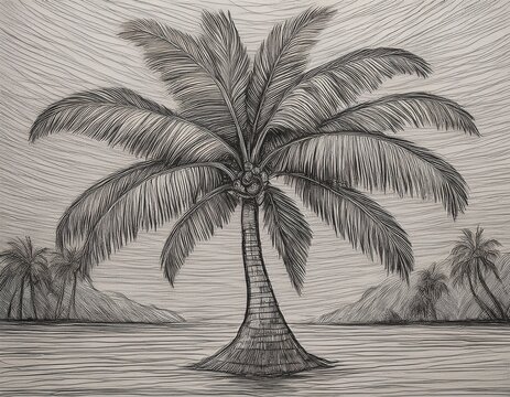 doodle coconut tree drawing