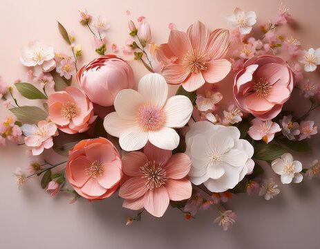 cheerful spring floral display with radiant flowers on a gentle pastel background for celebrations