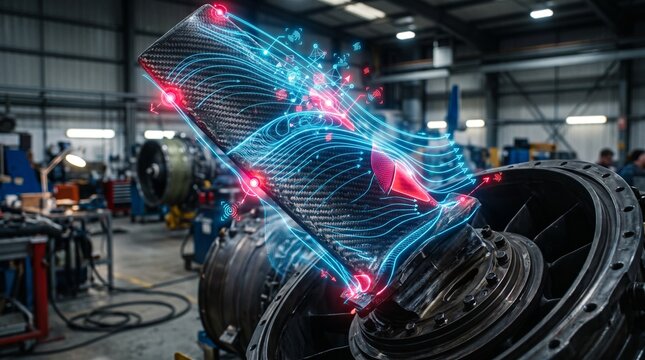 Aerospace Engineering Turbine Blade CFD Simulation 3D Render