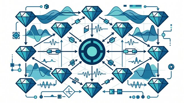Blockchain Data Mining Diamond Network Illustration