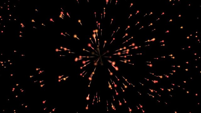 Fiery red and orange sparks flying outward against a black background, creating a dynamic explosion or starburst effect